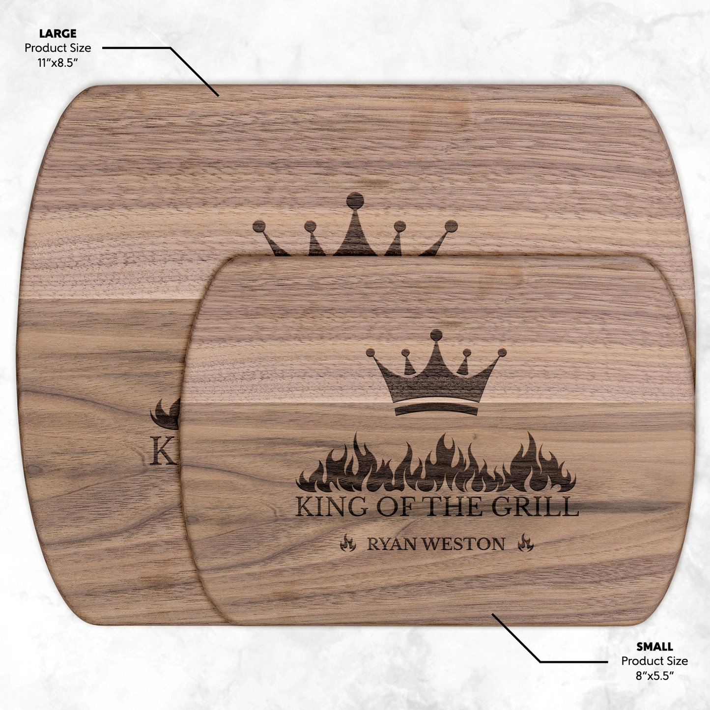 Personalized KING OF THE GRILL Hardwood Oval Cutting Board