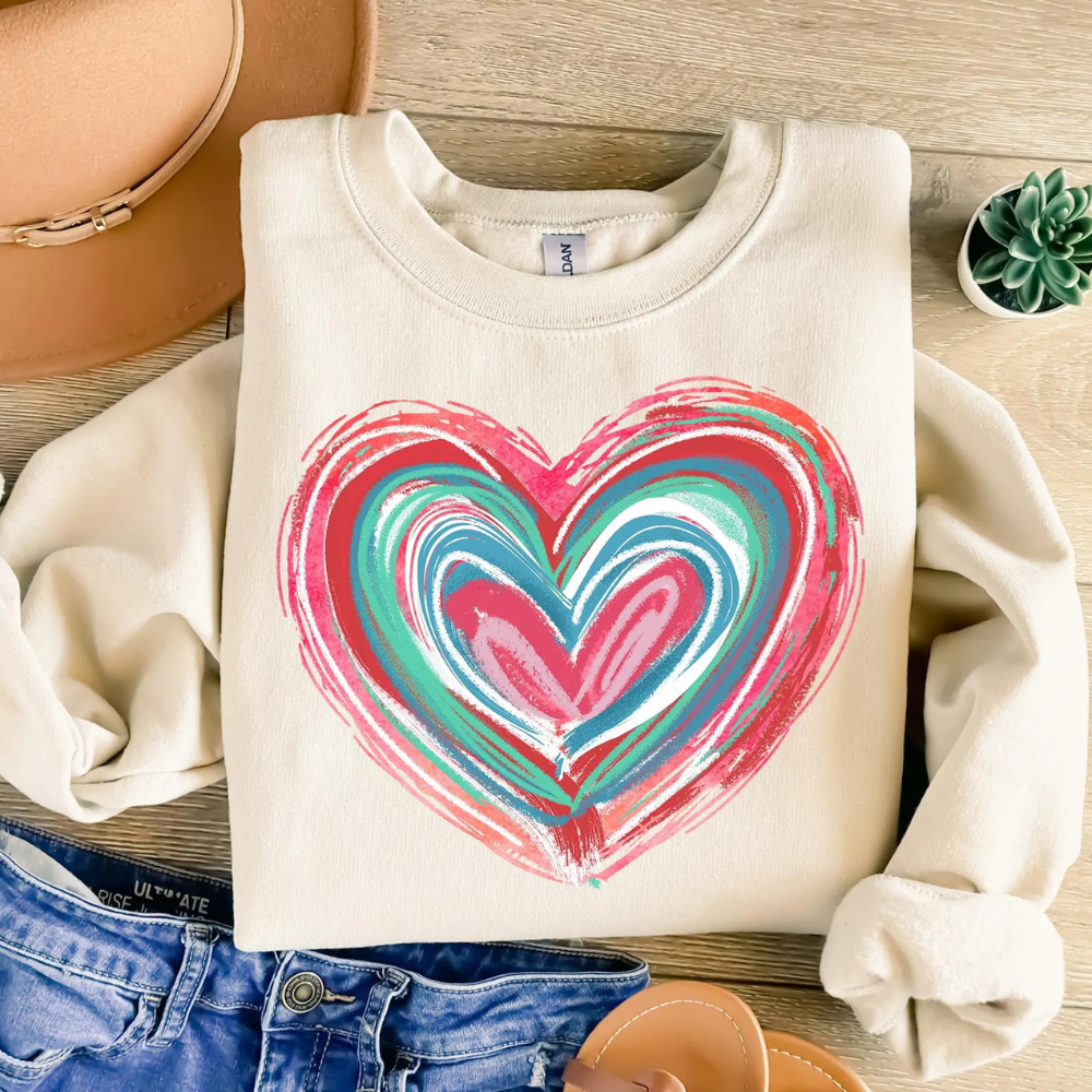 Brushstroke Heart T-Shirt and Sweatshirt