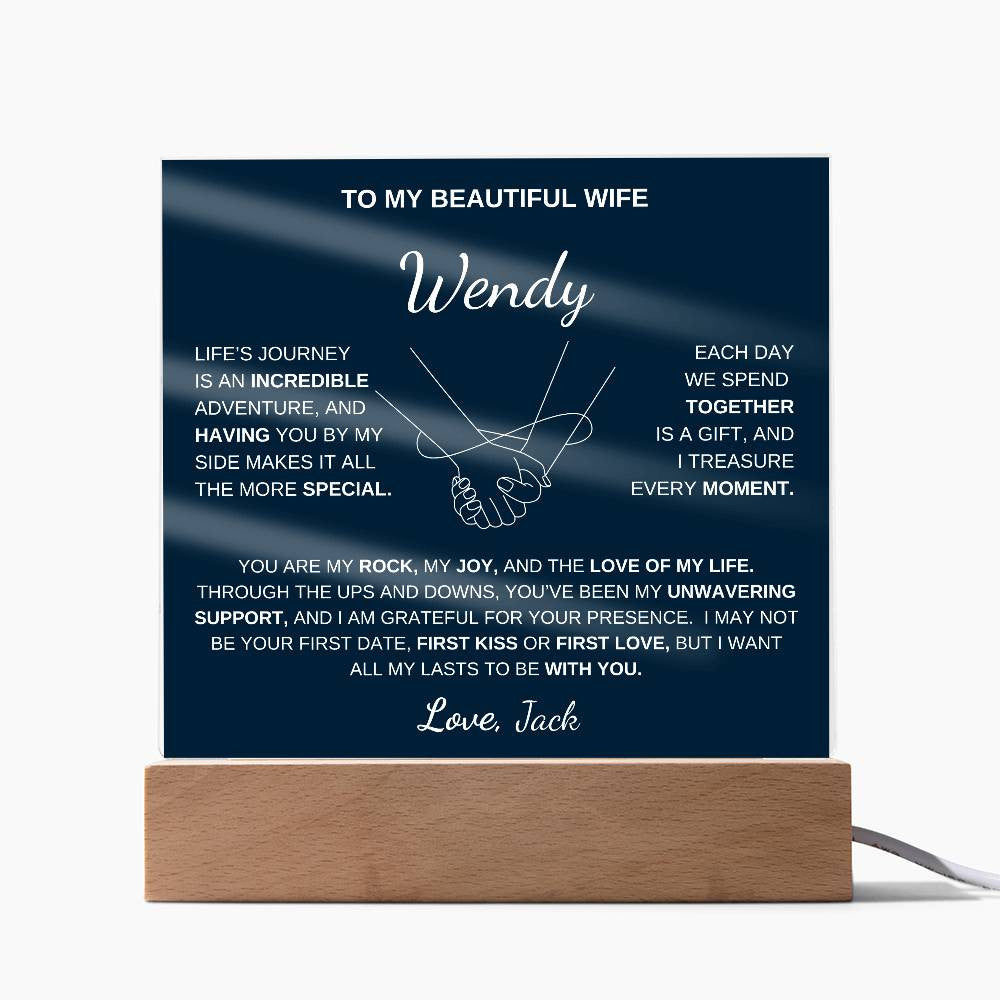 To My Beautiful Wife | My Rock - Acrylic Plaque