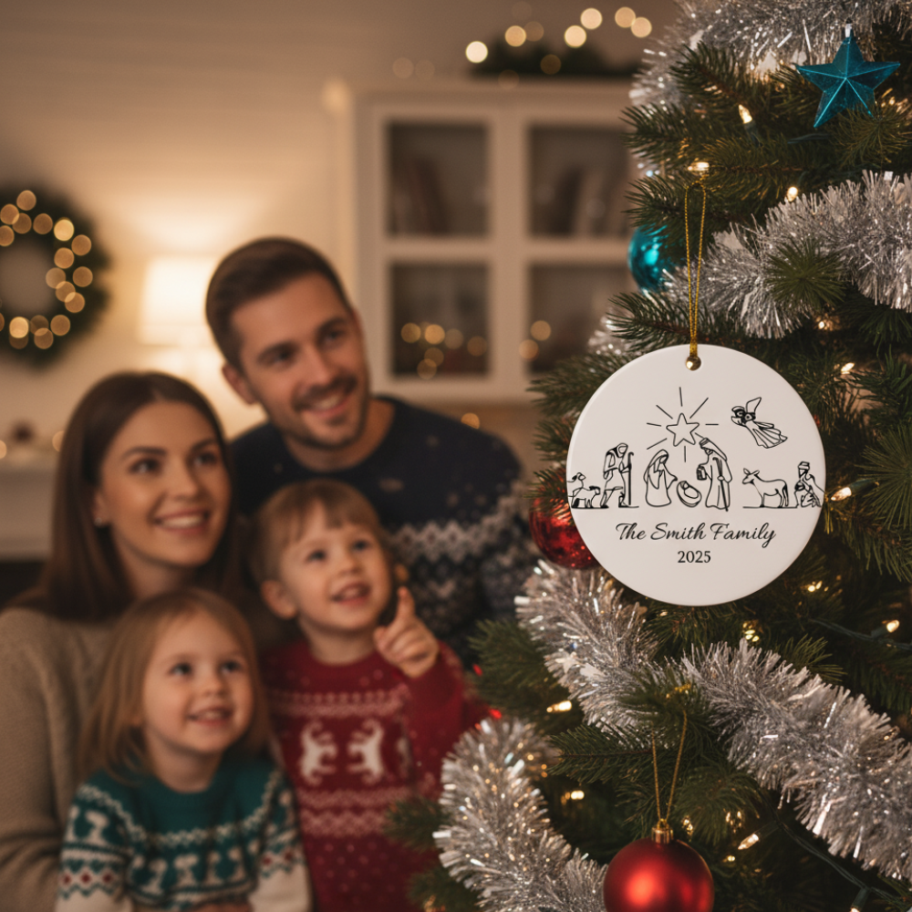 Personalized Family Ornament - Custom Circle Christmas Decoration