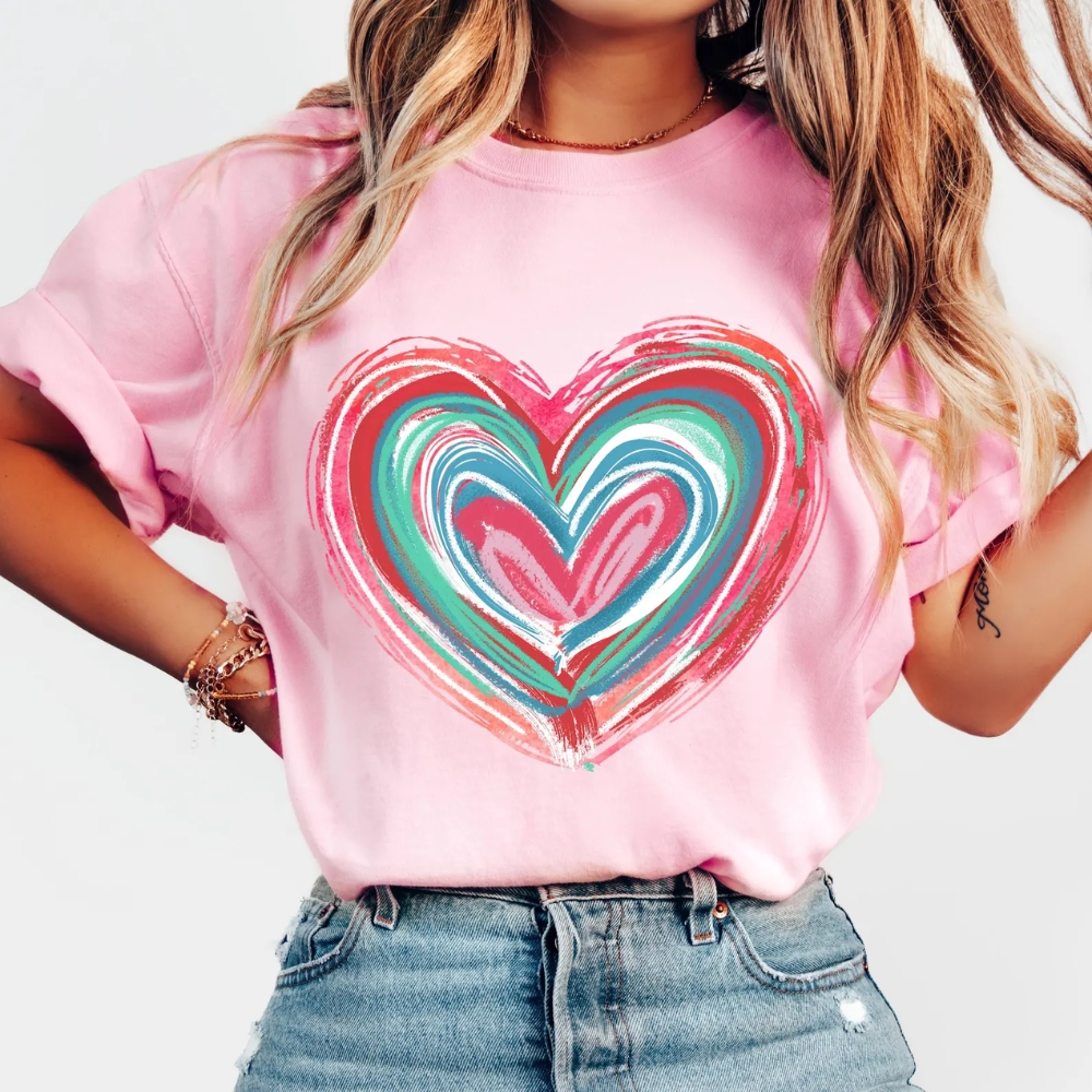 Brushstroke Heart T-Shirt and Sweatshirt