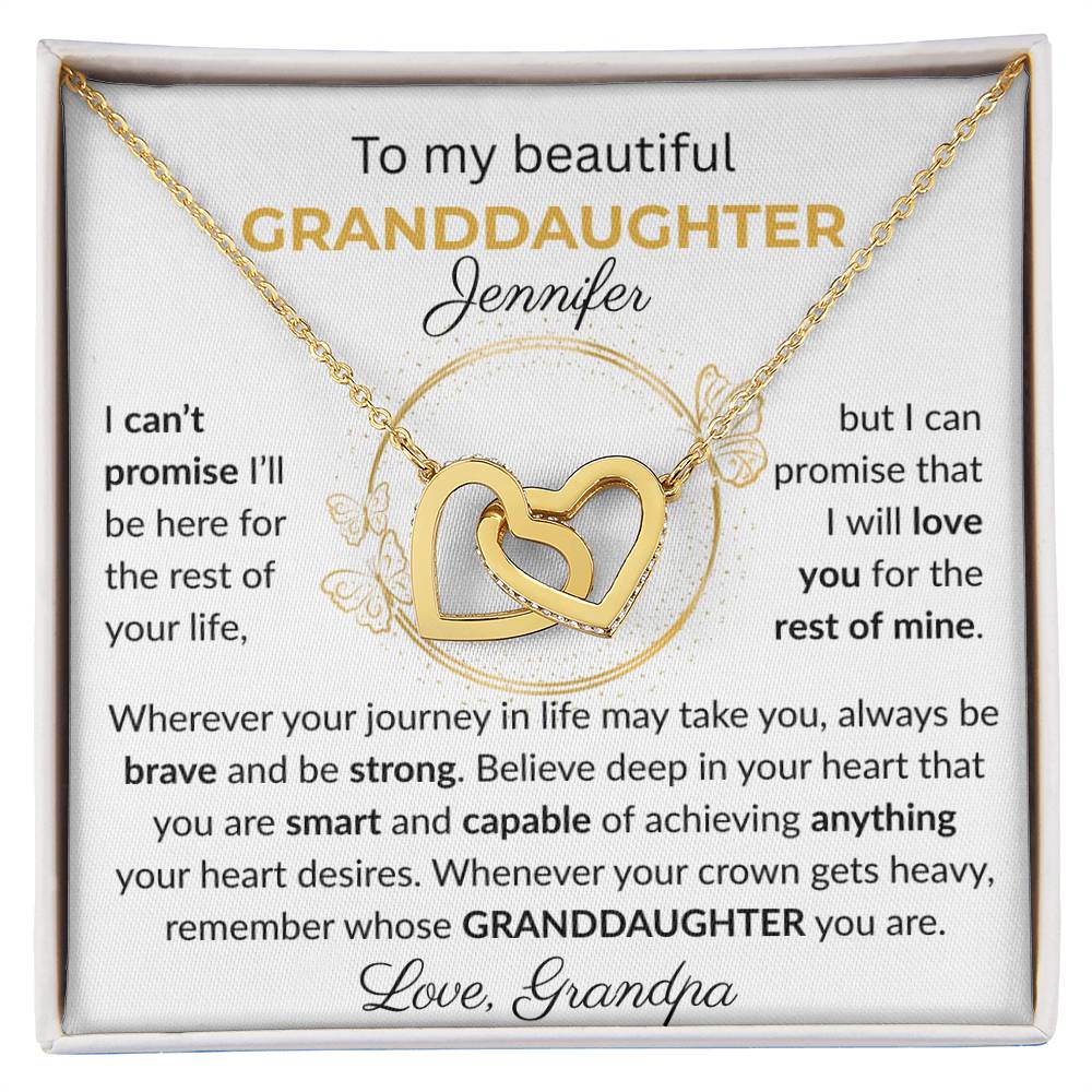 Granddaughter Gift - Beautiful Custom Gift Set R-Interlocking Heart Necklace