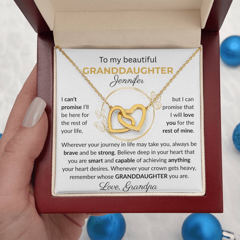 Granddaughter Gift - Beautiful Custom Gift Set R-Interlocking Heart Necklace