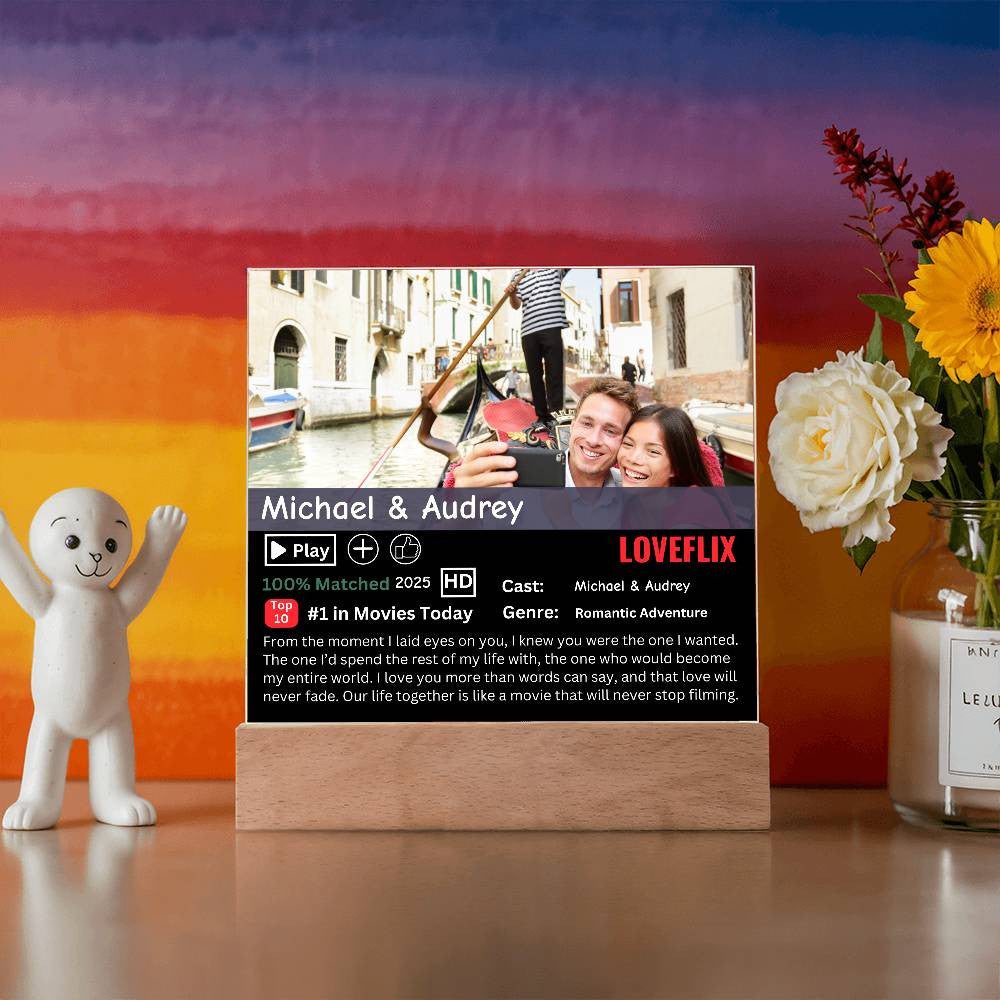 Personalized Loveflix Acrylic Plaque - Perfect Gift
