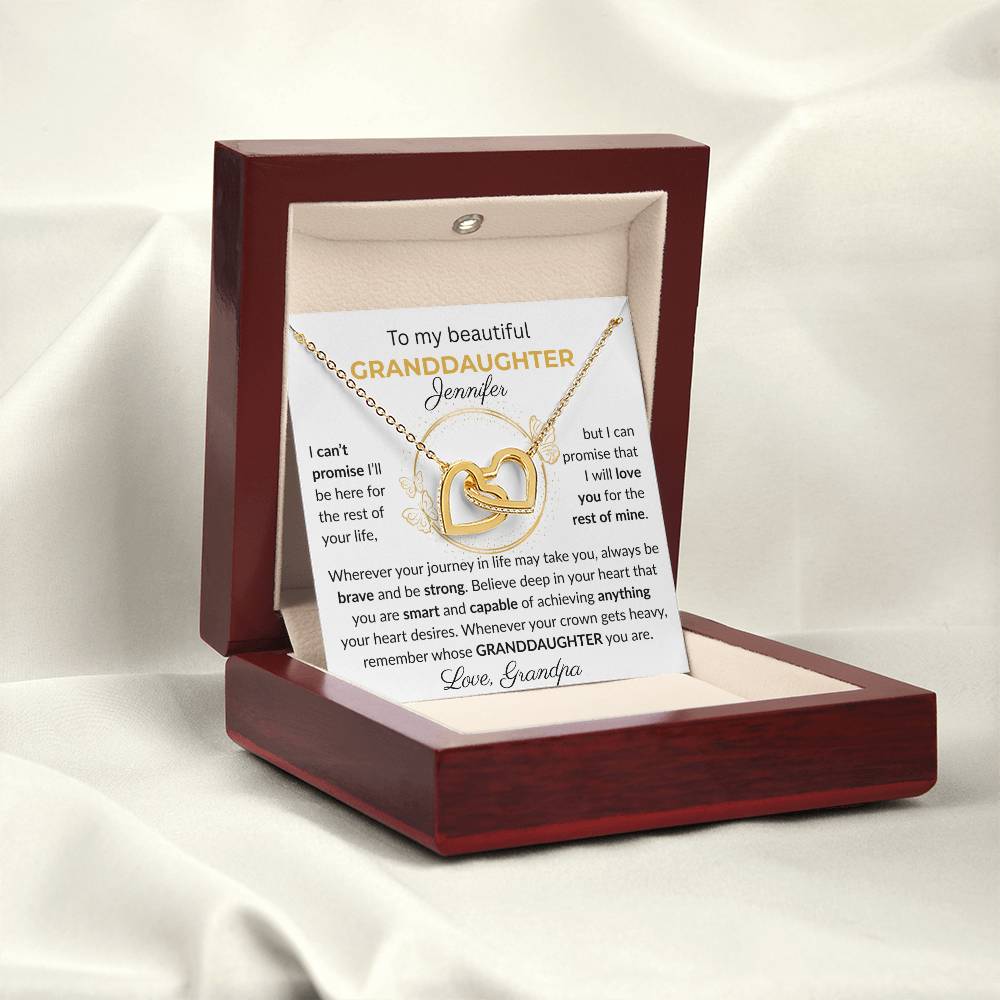 Granddaughter Gift - Beautiful Custom Gift Set R-Interlocking Heart Necklace