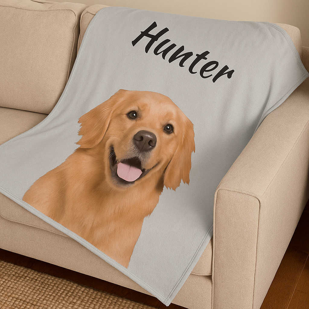 "Custom Pet Blanket - Personalized Photo Blanket for Dog & Cat Lovers"