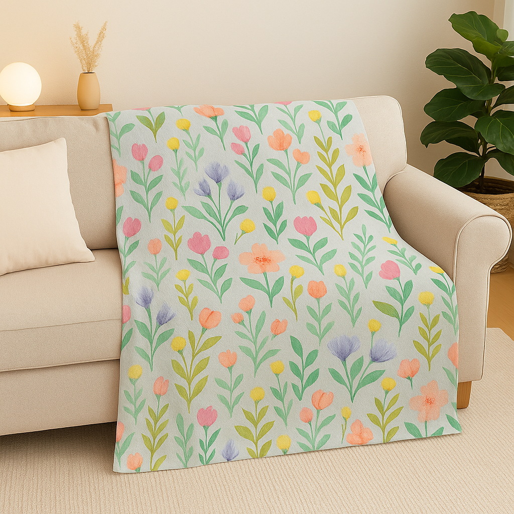 Luxurious Floral Print Fleece Blanket - Ultra Soft & Cozy Throw