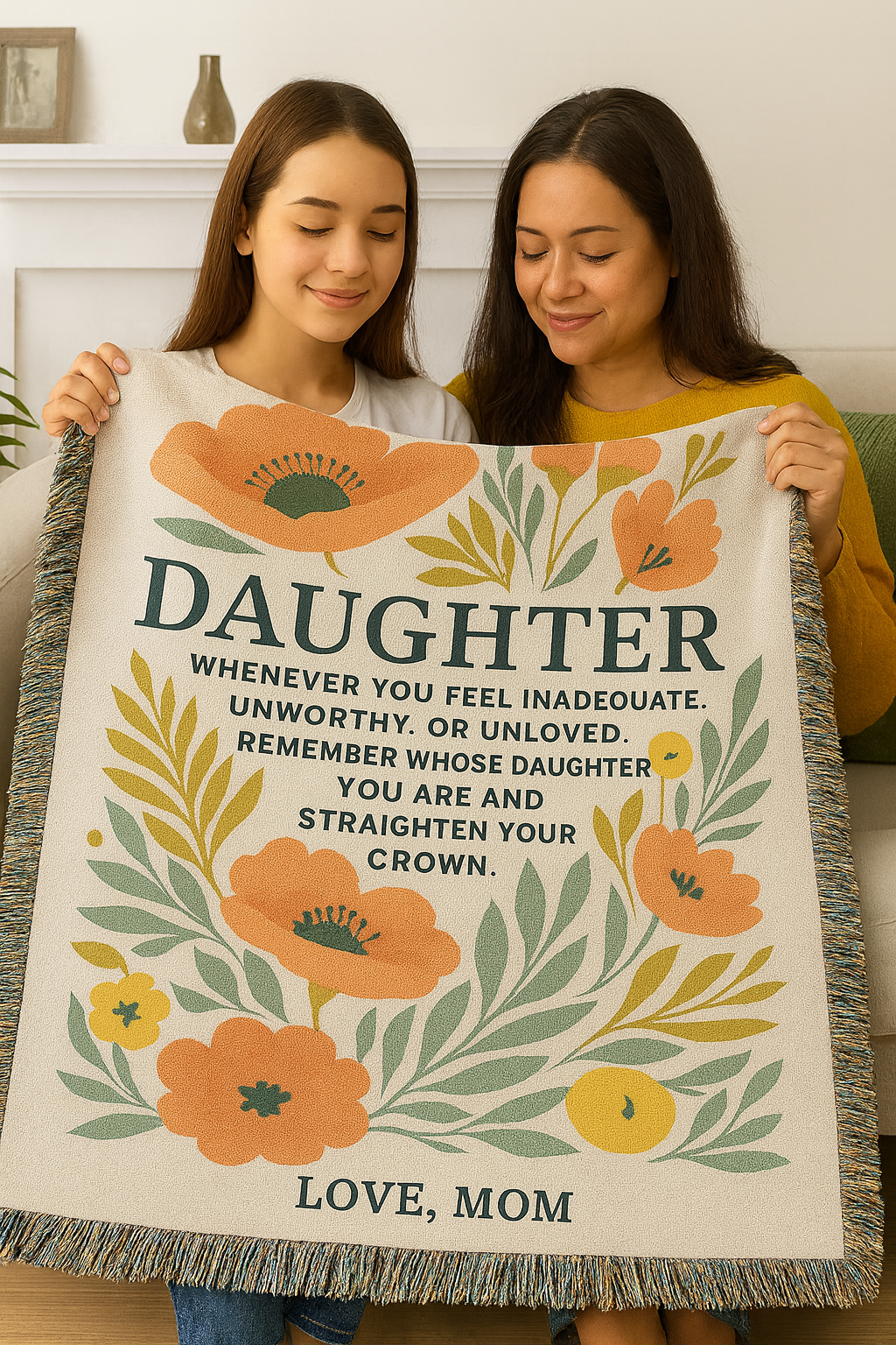 To My Daughter Blanket – Crown of Love | Cozy Woven Gift from Mom