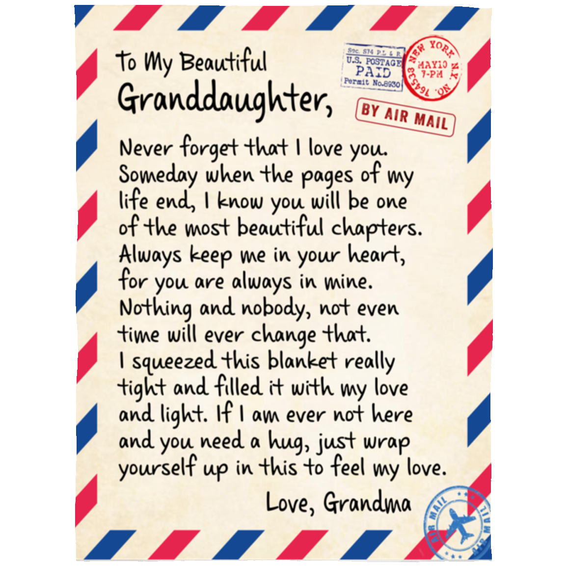 To My Beautiful Granddaughter Blanket- Always Keep Me in Your Heart