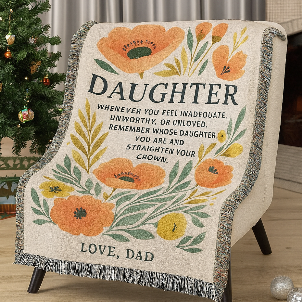 To My Daughter Blanket – Crown of Love | Cozy Woven Gift from Dad