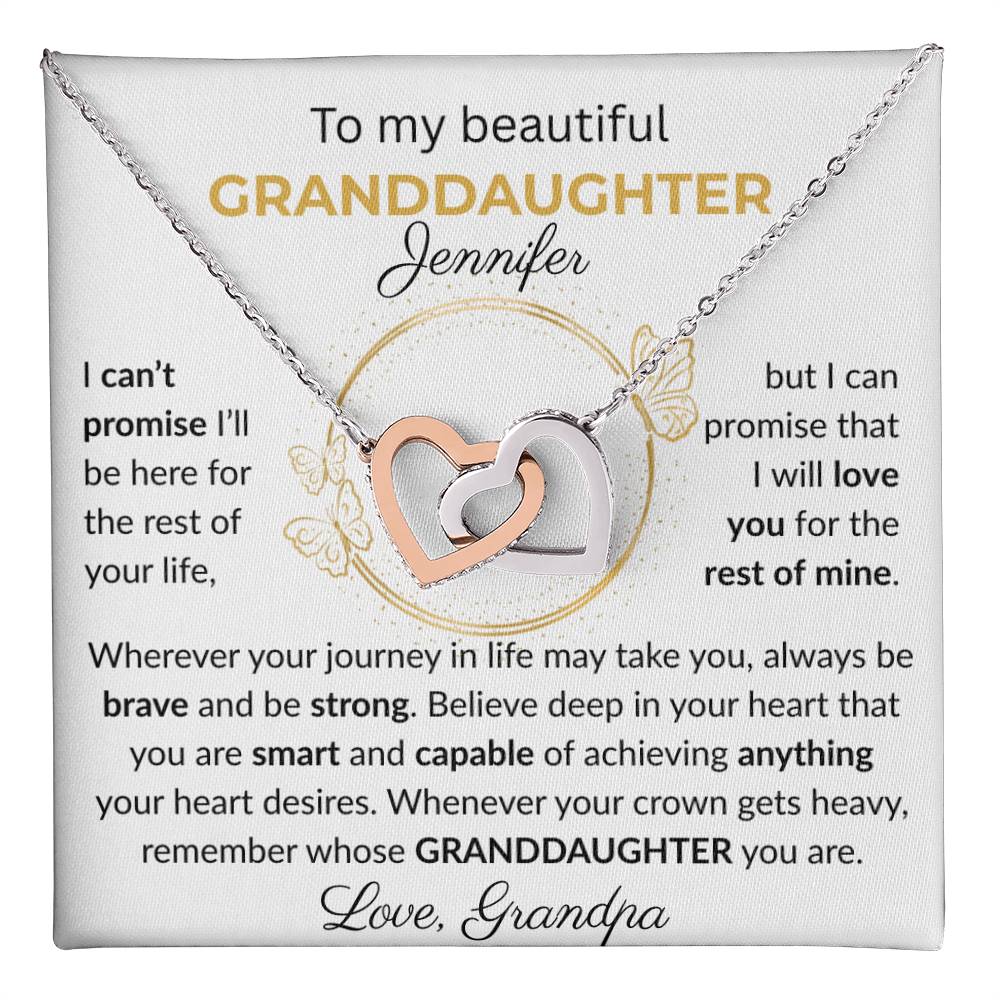 Granddaughter Gift - Beautiful Custom Gift Set R-Interlocking Heart Necklace