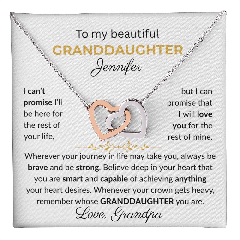 Granddaughter Gift - Beautiful Custom Gift Set - Interlocking Heart Necklace