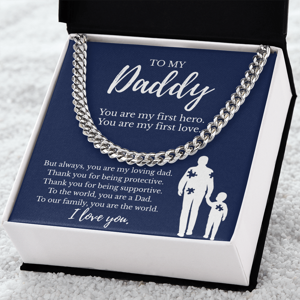 To My Daddy Gift | You Are My First Hero - Cuban Link Necklace