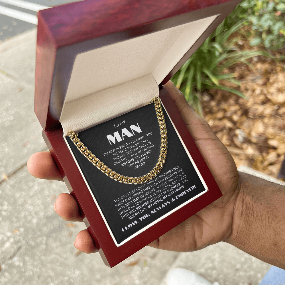 To My Man | My Missing Piece | Cuban Link Chain Gift - BW