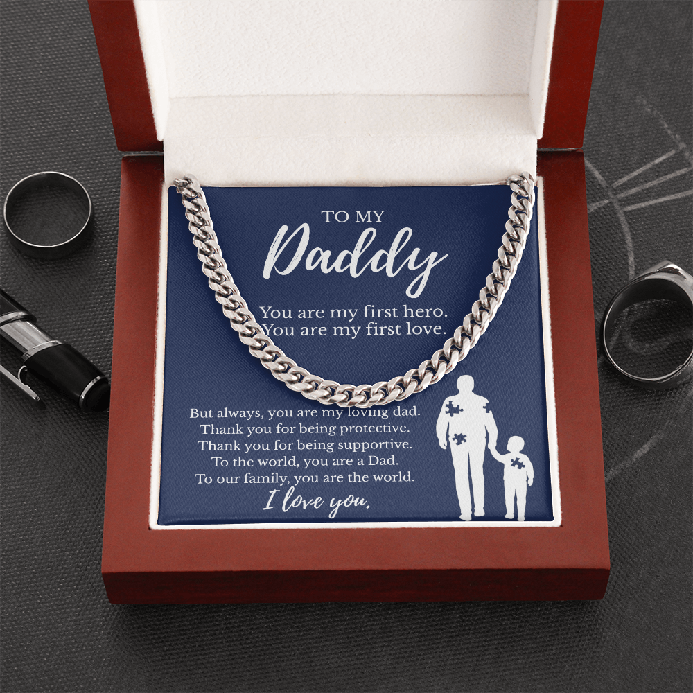 To My Daddy Gift | You Are My First Hero - Cuban Link Necklace