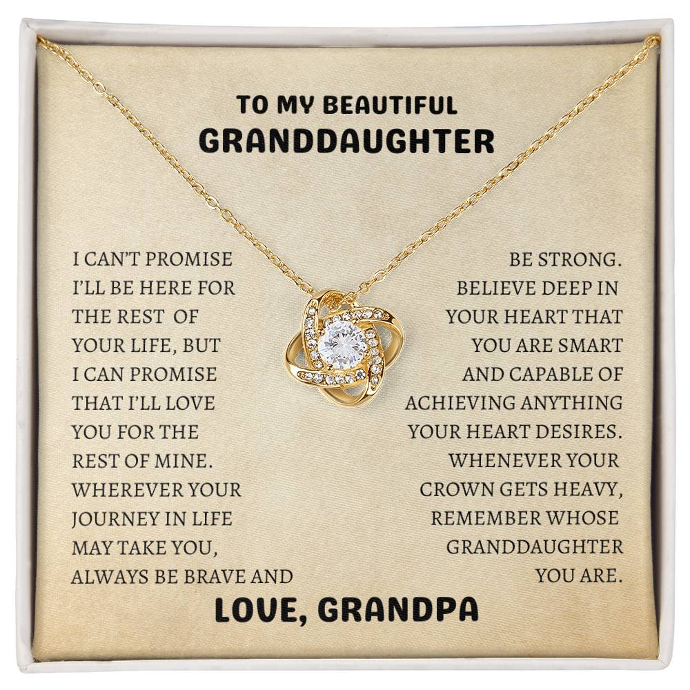 To My Beautiful Granddaughter | Always Be Brave and Be Strong - Love Knot Necklace