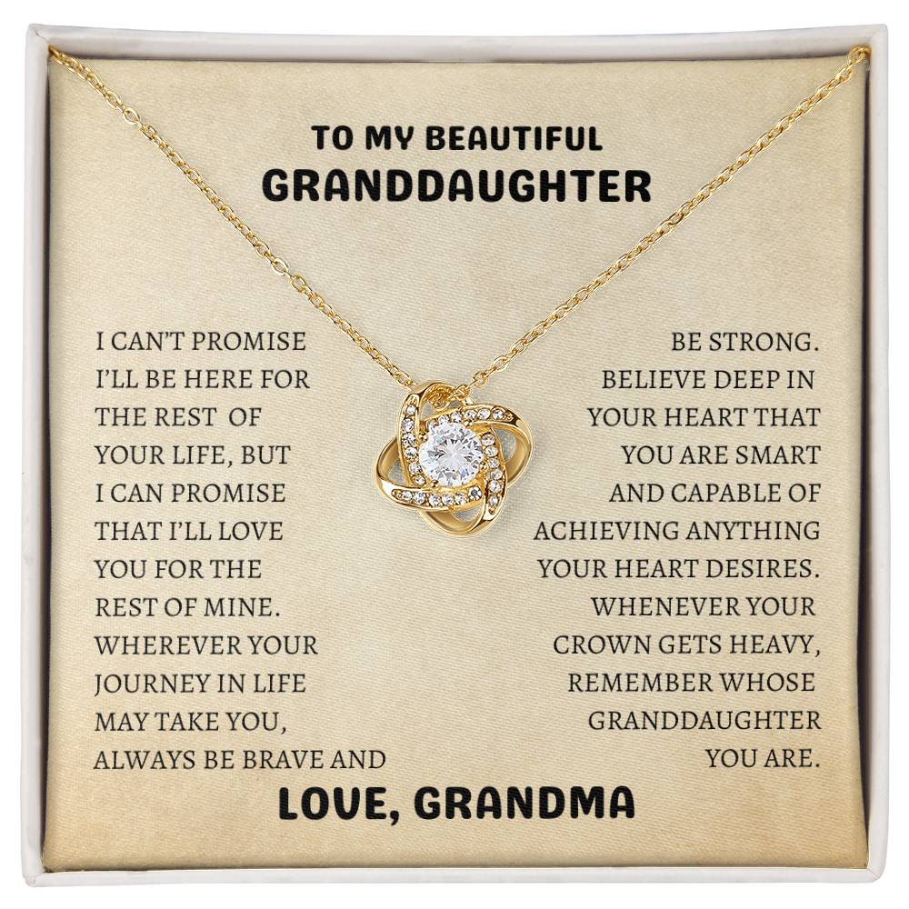 To My Beautiful Granddaughter | Always Be Brave and Be Strong - Love Knot Necklace