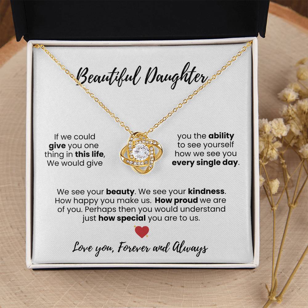 Beautiful Daughter Love Knot Necklace - Symbol of Love and Protection