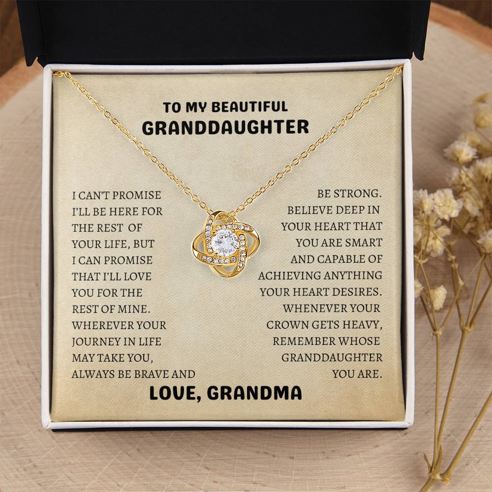 To My Beautiful Granddaughter | Always Be Brave and Be Strong - Love Knot Necklace