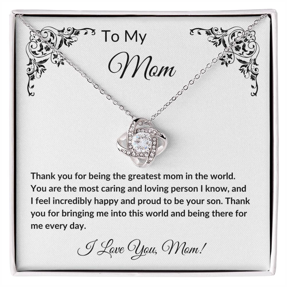 To My Mom | From Your Son | Love Knot Necklace