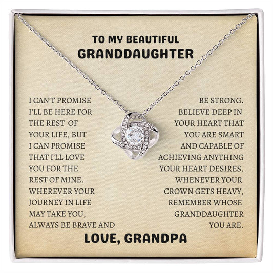 To My Beautiful Granddaughter | Always Be Brave and Be Strong - Love Knot Necklace