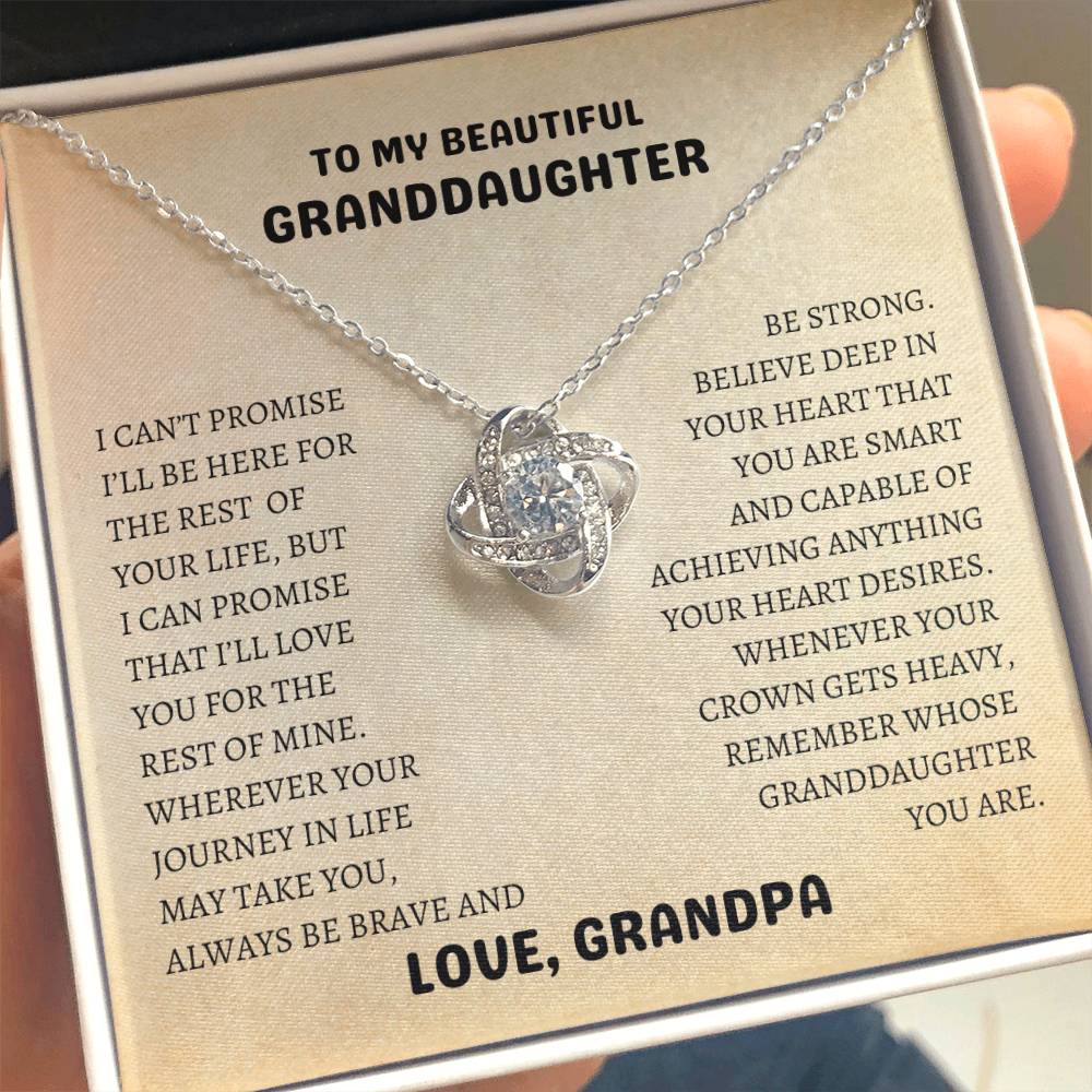 To My Beautiful Granddaughter | Always Be Brave and Be Strong - Love Knot Necklace