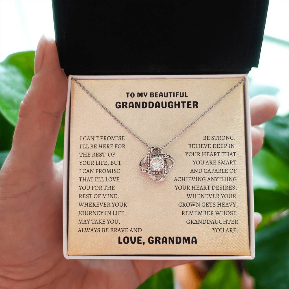 To My Beautiful Granddaughter | Always Be Brave and Be Strong - Love Knot Necklace