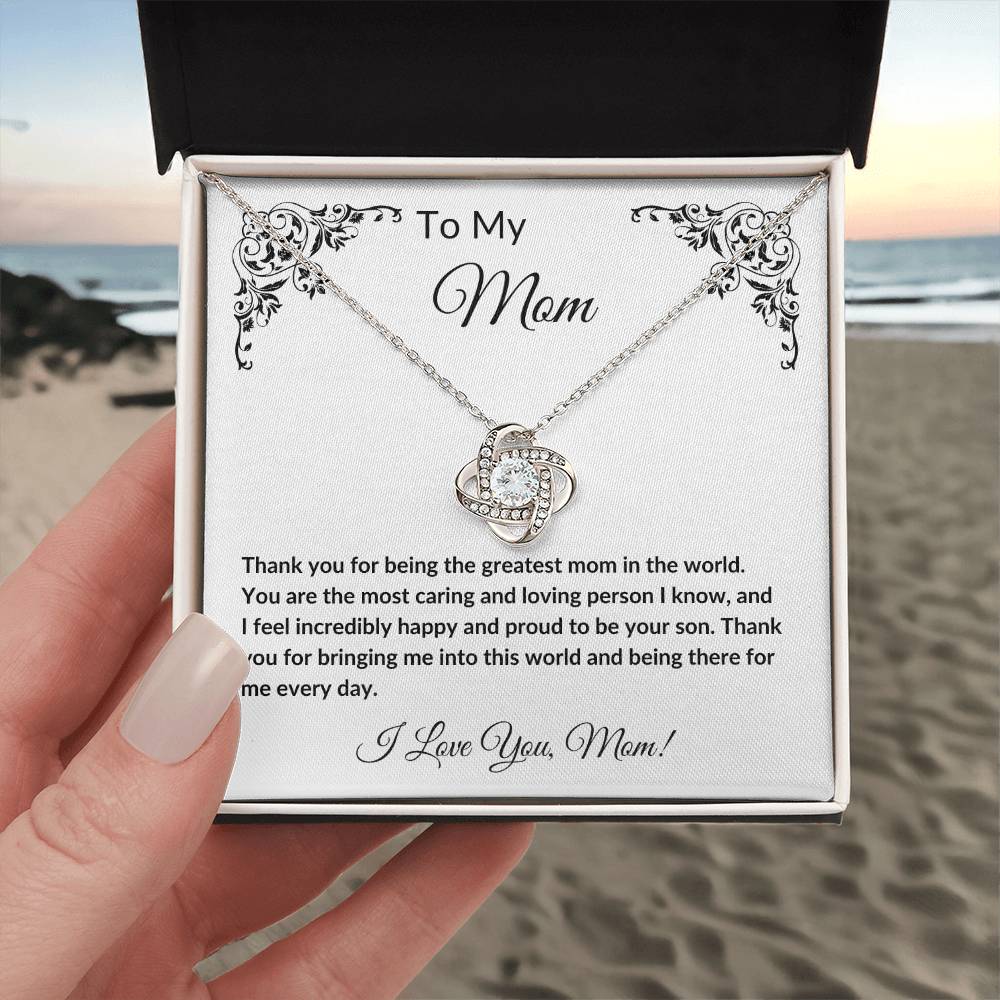 To My Mom | From Your Son | Love Knot Necklace