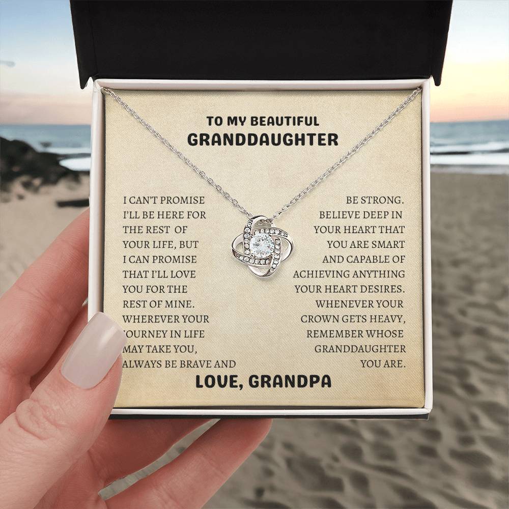 To My Beautiful Granddaughter | Always Be Brave and Be Strong - Love Knot Necklace