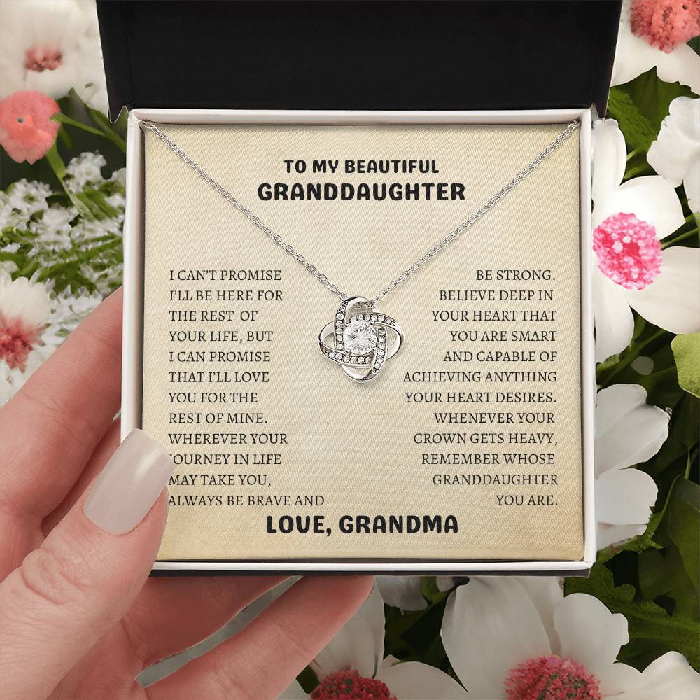 To My Beautiful Granddaughter | Always Be Brave and Be Strong - Love Knot Necklace