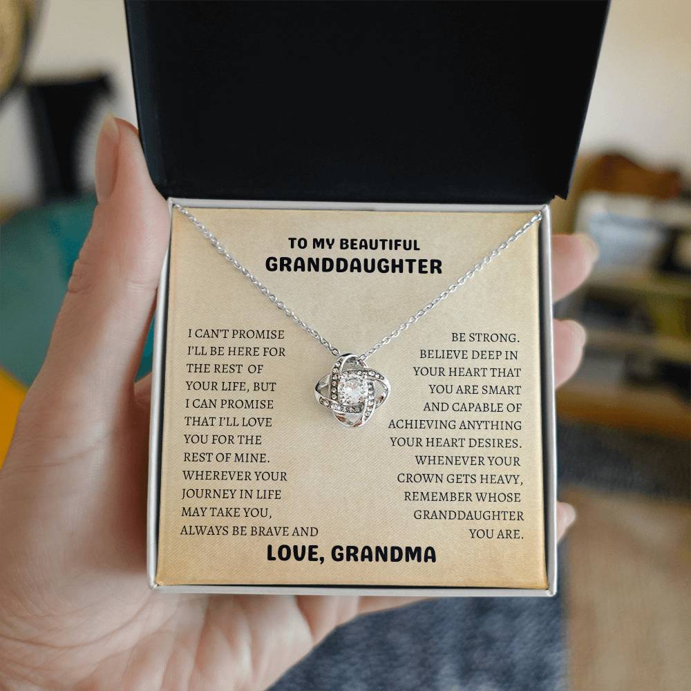 To My Beautiful Granddaughter | Always Be Brave and Be Strong - Love Knot Necklace