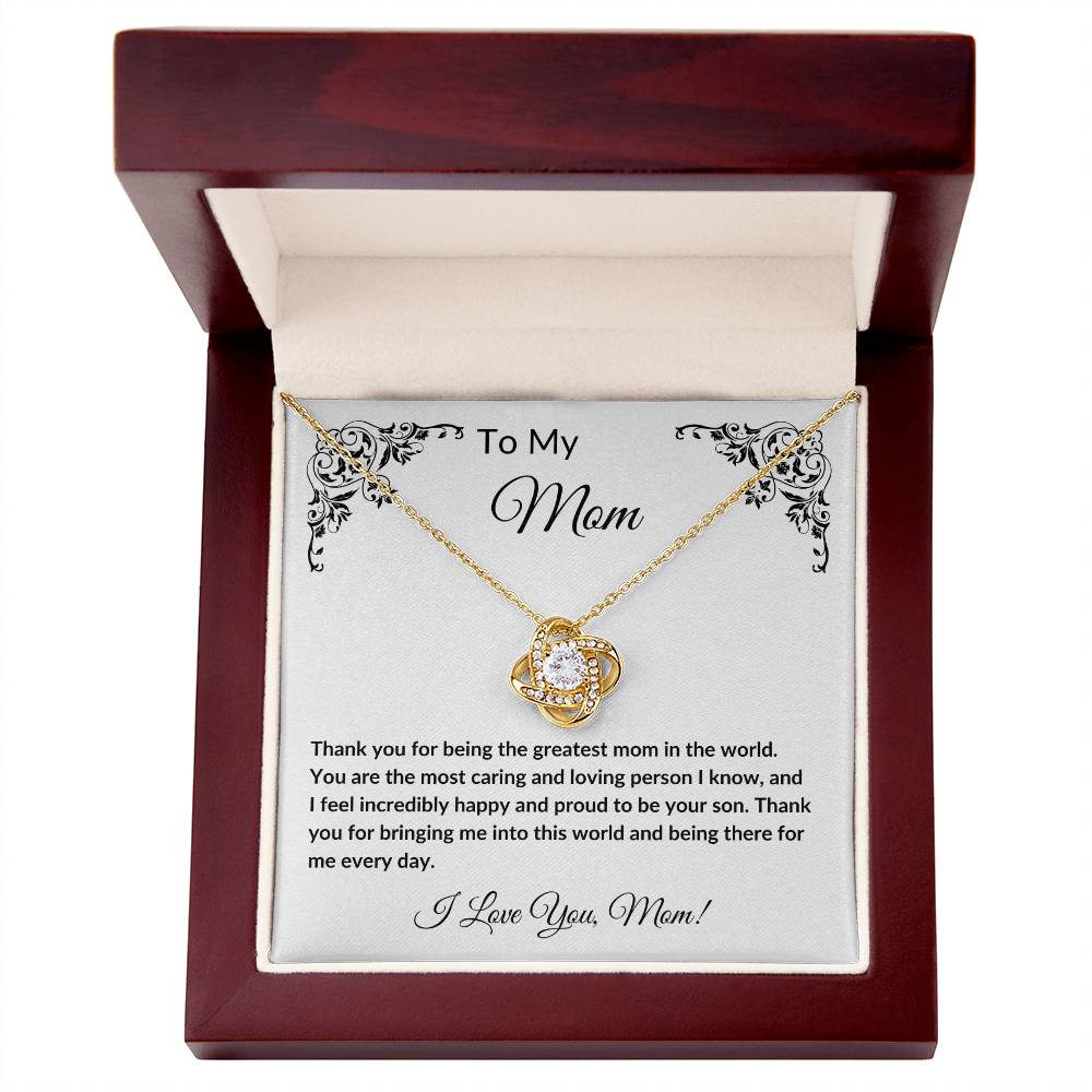To My Mom | From Your Son | Love Knot Necklace