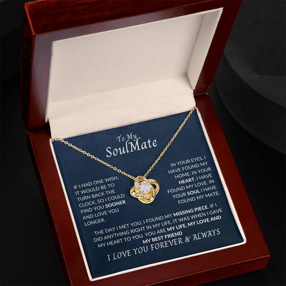 To My Soulmate | I Love You, Forever & Always - Love Knot Necklace