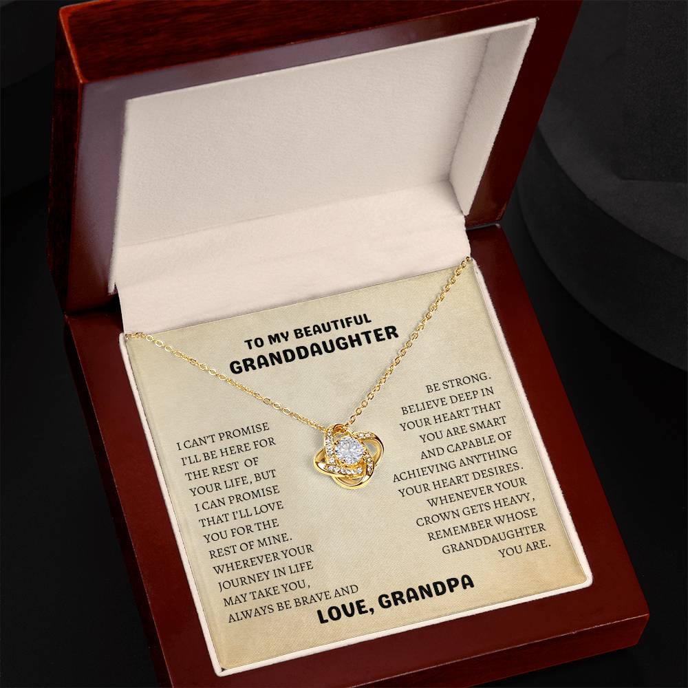 To My Beautiful Granddaughter | Always Be Brave and Be Strong - Love Knot Necklace