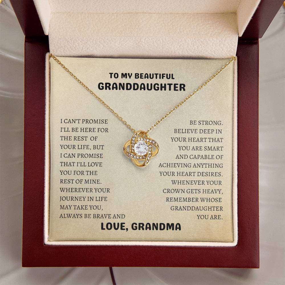To My Beautiful Granddaughter | Always Be Brave and Be Strong - Love Knot Necklace