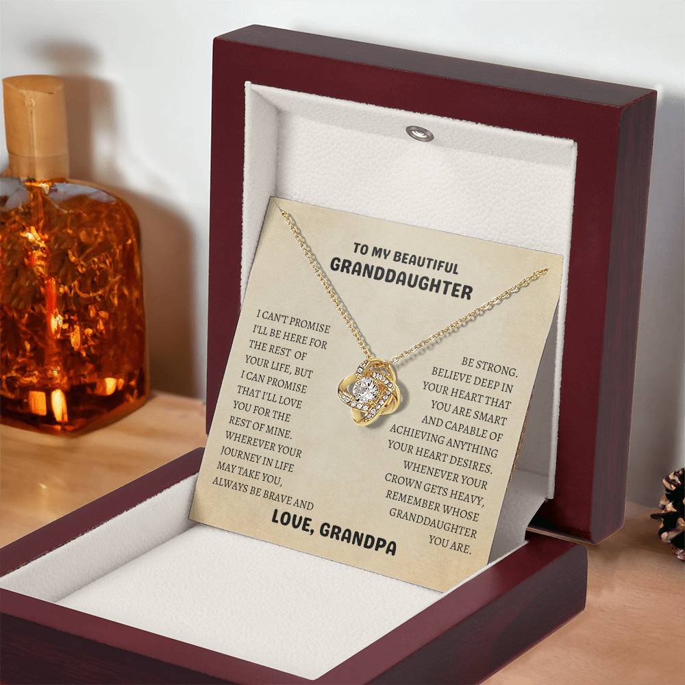 To My Beautiful Granddaughter | Always Be Brave and Be Strong - Love Knot Necklace