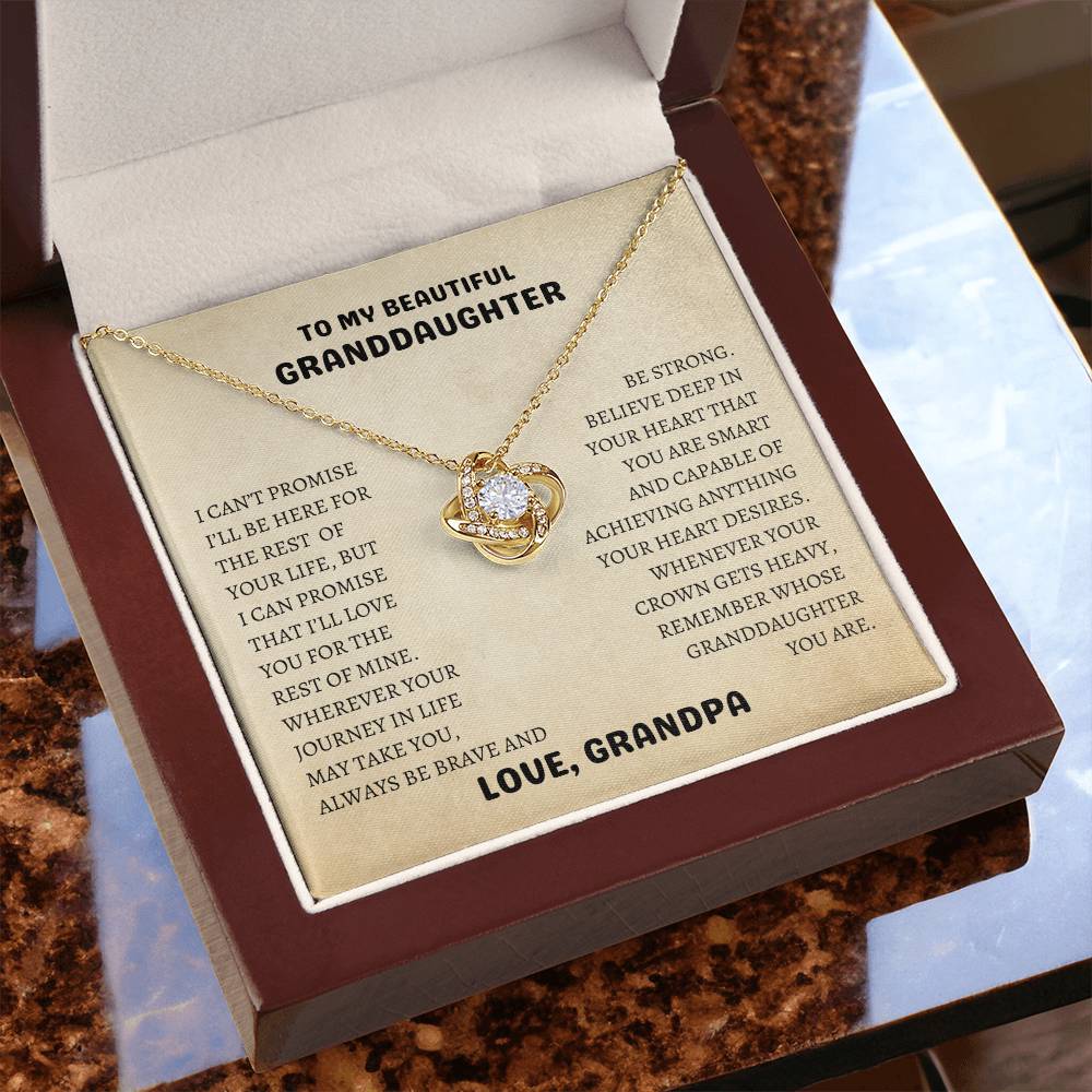 To My Beautiful Granddaughter | Always Be Brave and Be Strong - Love Knot Necklace