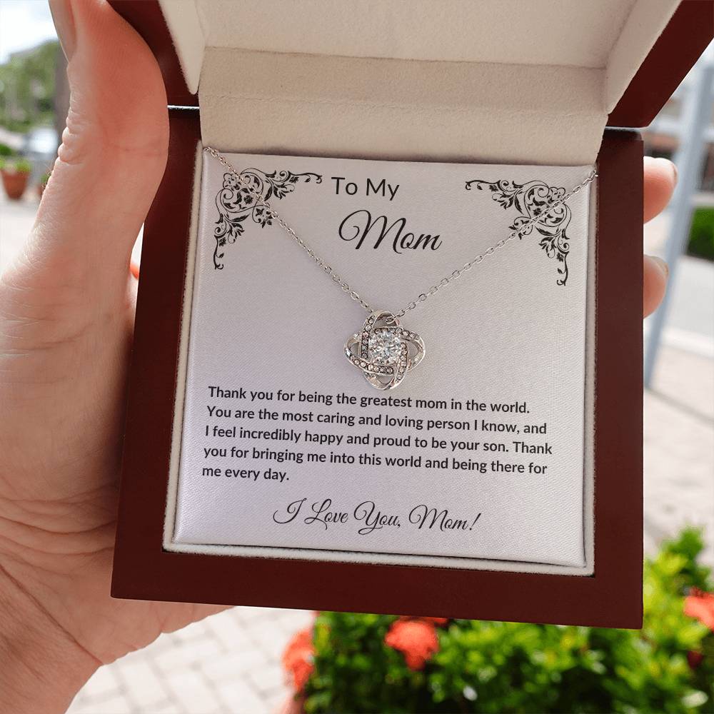 To My Mom | From Your Son | Love Knot Necklace