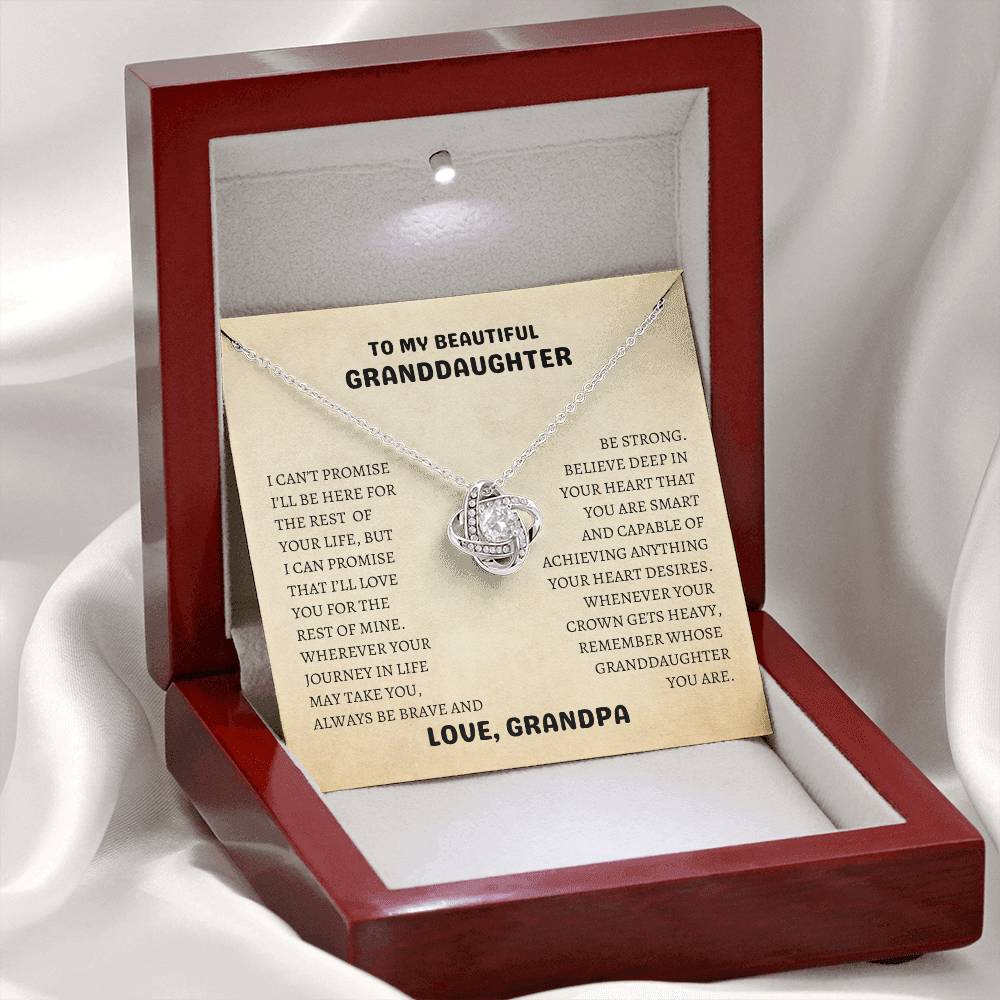 To My Beautiful Granddaughter | Always Be Brave and Be Strong - Love Knot Necklace