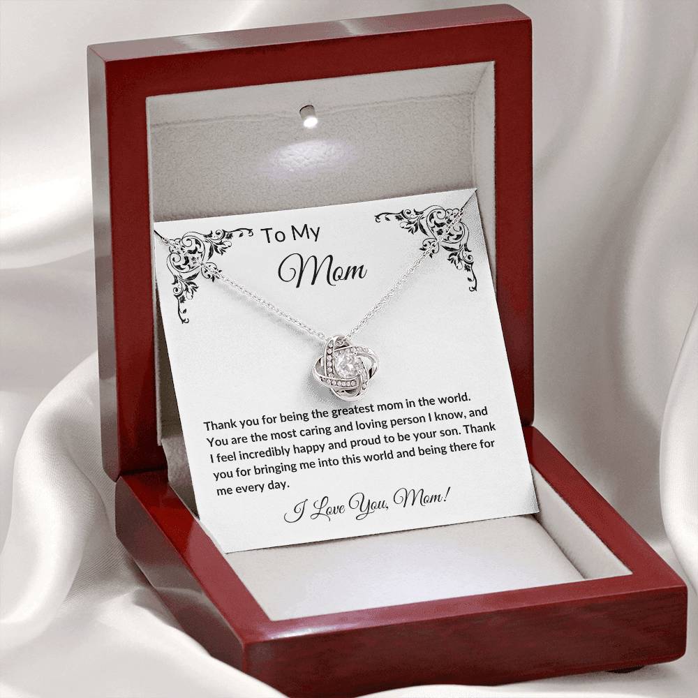 To My Mom | From Your Son | Love Knot Necklace