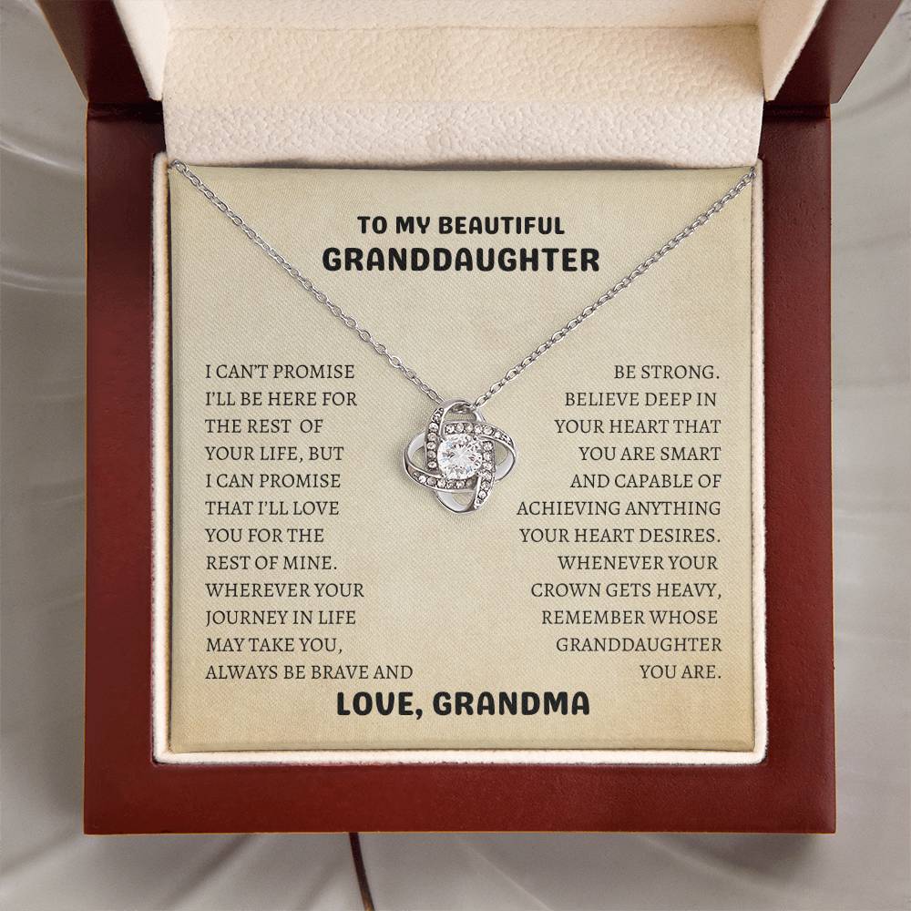 To My Beautiful Granddaughter | Always Be Brave and Be Strong - Love Knot Necklace