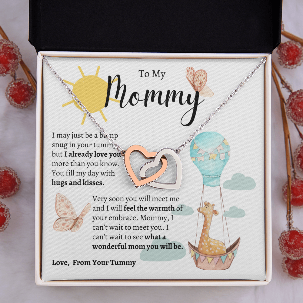 To My Mommy | Baby Shower Gift | Mother's Day - Interlocking Hearts Necklace