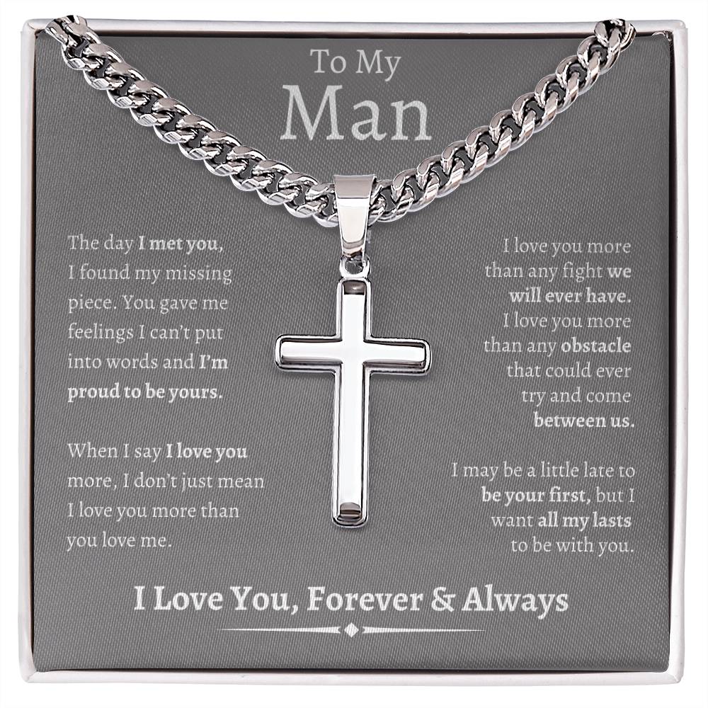 To My Man | I Found My Missing Piece - Cross Necklace
