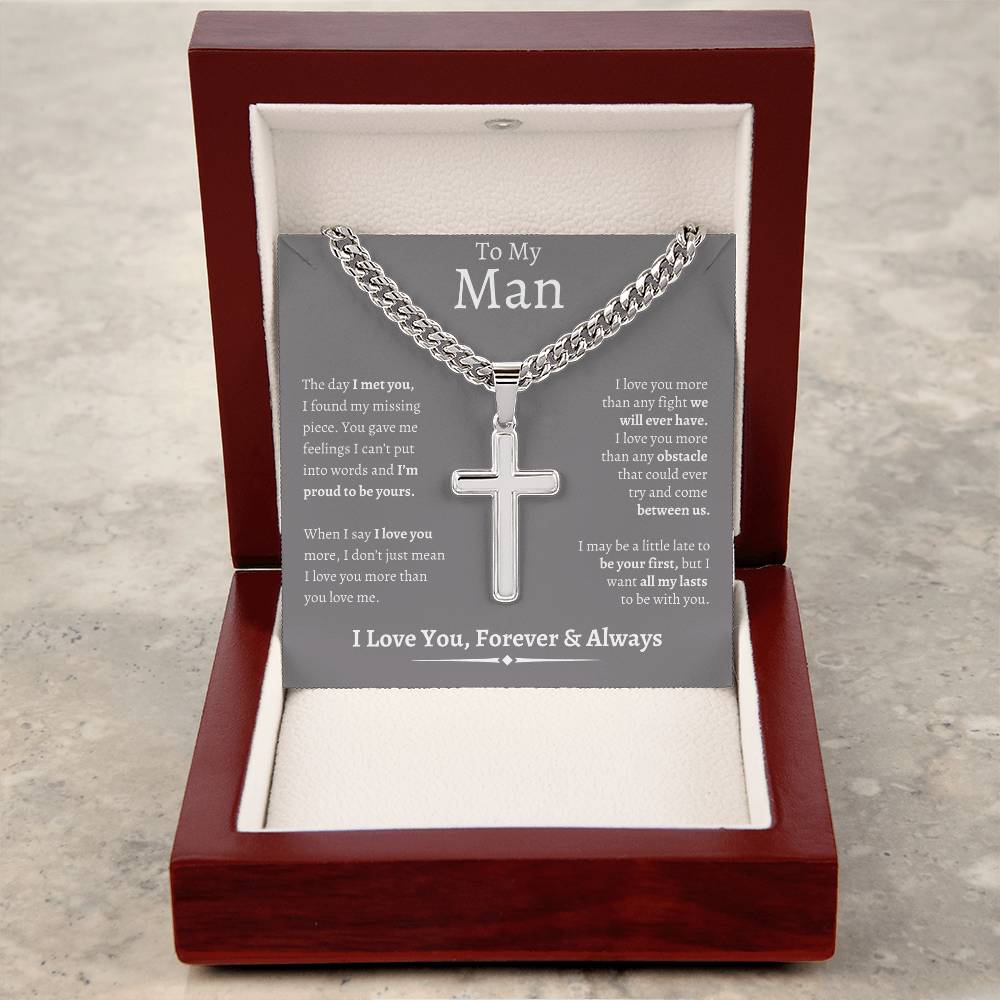 To My Man | I Found My Missing Piece - Cross Necklace