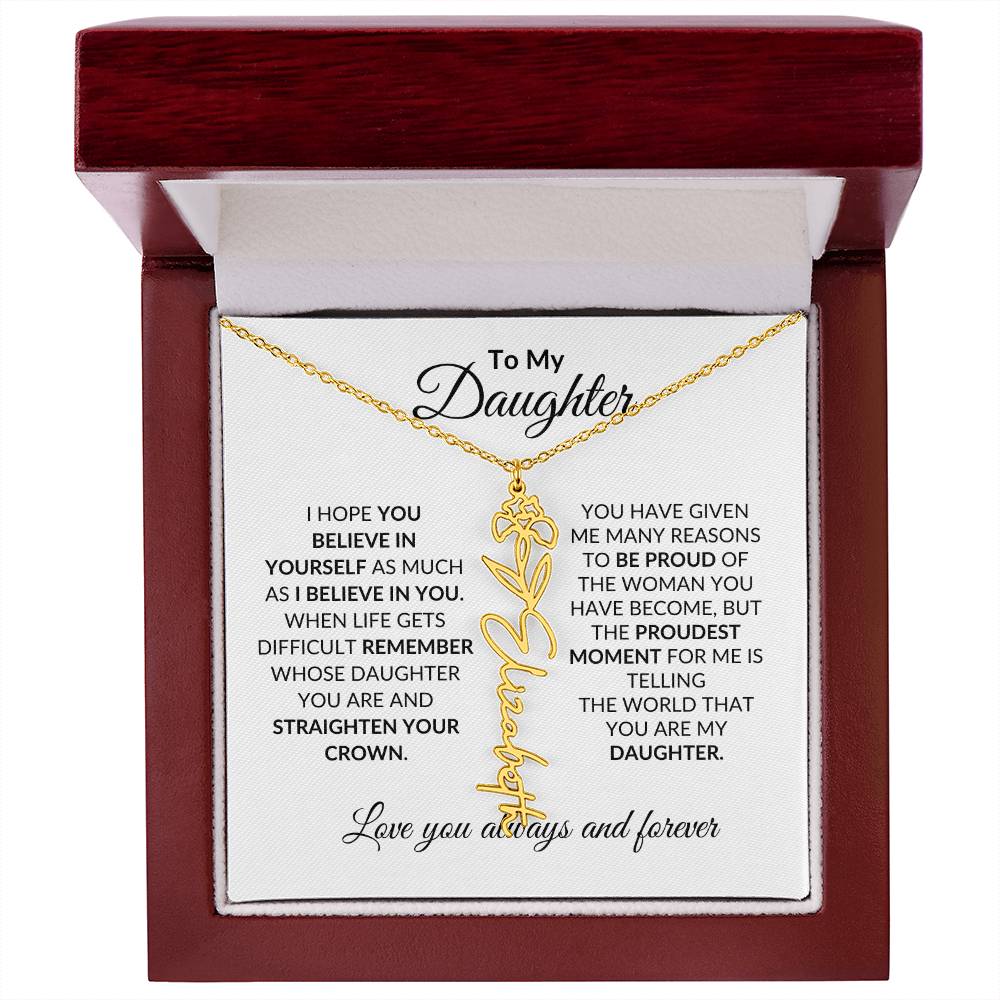 To My Daughter | Believe in Yourself Personalized Flower Name Necklace - Birthday, Graduation, Christmas