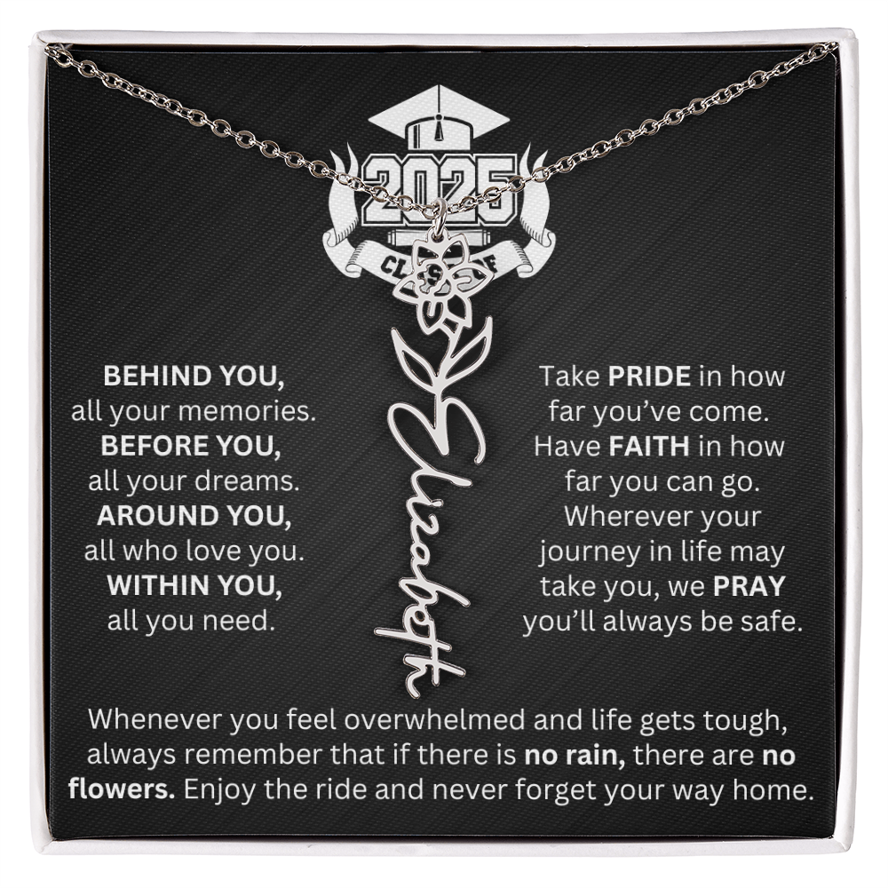 Graduation Gift - Personalized Flower Name Necklace