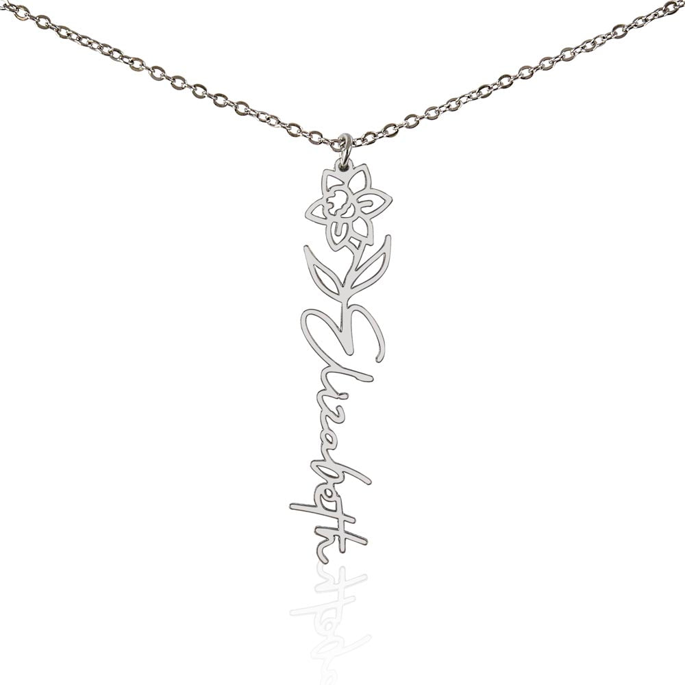 To My Daughter | Believe in Yourself Personalized Flower Name Necklace - Birthday, Graduation, Christmas