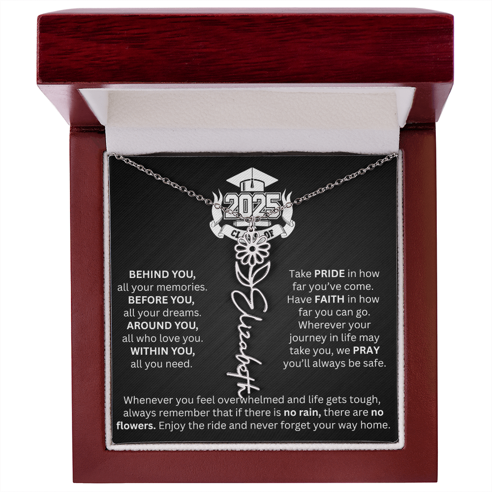 Graduation Gift - Personalized Flower Name Necklace