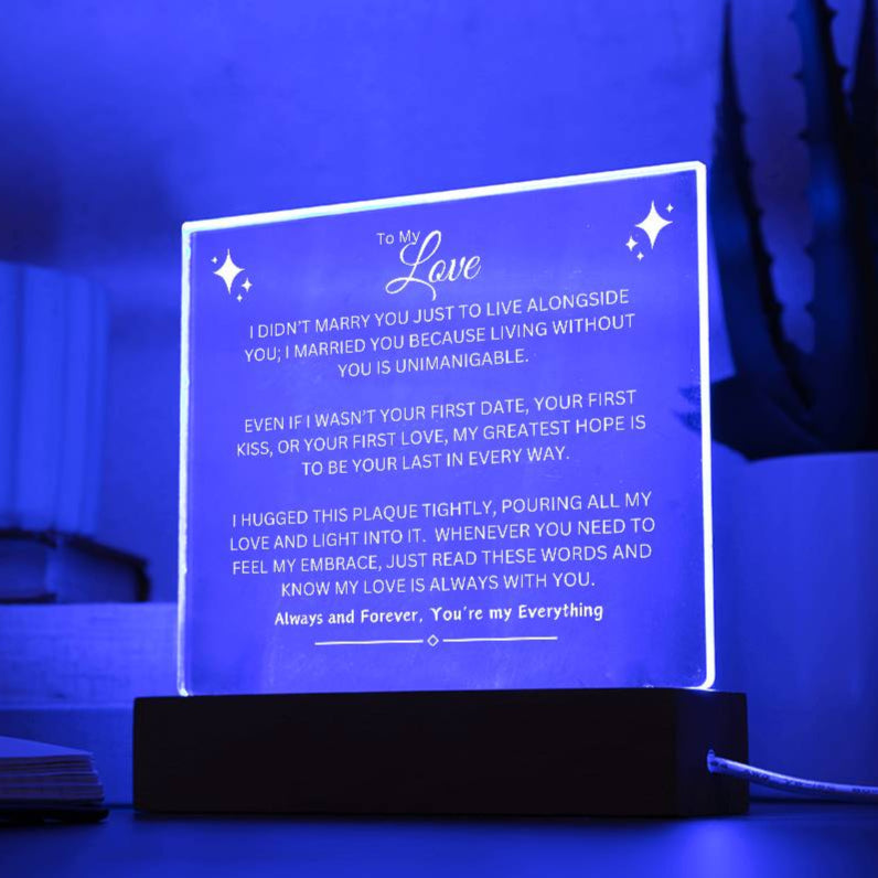 Personalized LED Acrylic Plaque - Color-Changing Love Message for Anniversary & Valentine's Day