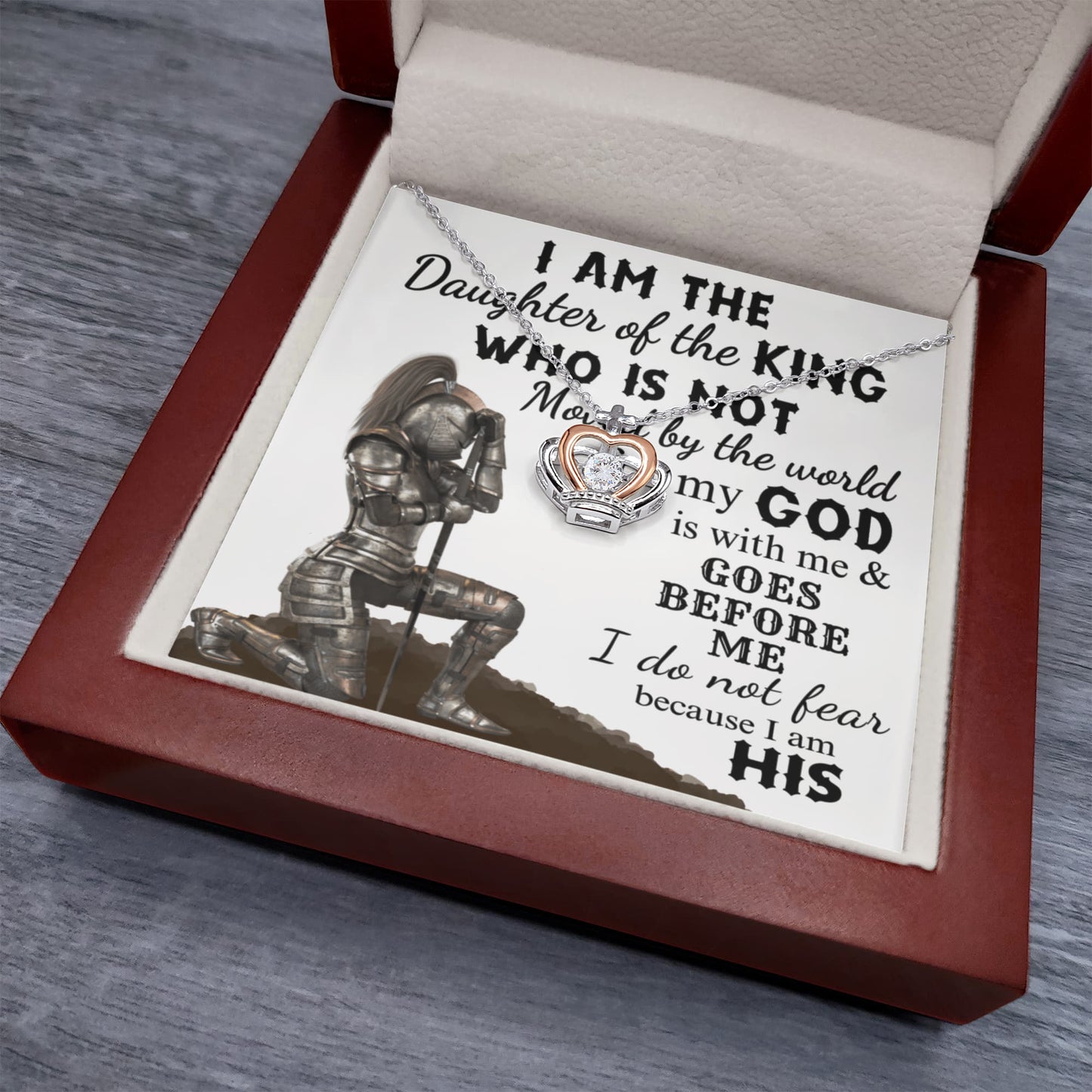 Daughter of the King Crown Pendant Necklace - Inspirational Christian Jewelry Gift